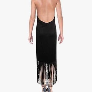 Jill Stuart Black Backless Fringe Dress